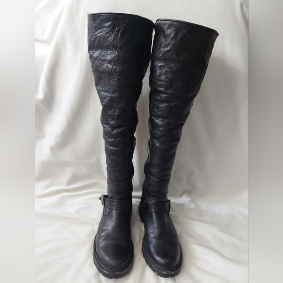 Black Frye Vanessa OTK Leather Boots—Fits Women's Size 8—Shearling Wool Lining - Picture 14 of 16